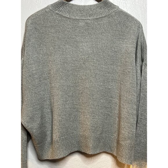 H&M Divided Women L SOFT Cropped Pullover Crewneck Gray Knit Sweater Oversized - Picture 7 of 16